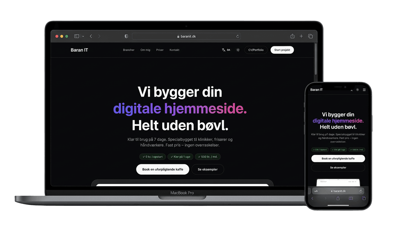 Responsiv hjemmeside design - desktop og mobil kompatibilitet